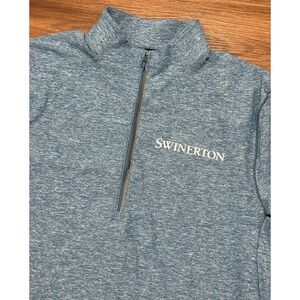 Lululemon Men's Blue Heather Surge 1/4 Zip Pullover Athletic Shirt LOGO Sz L